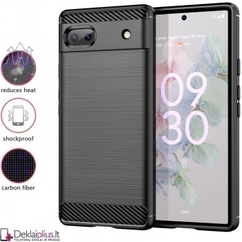 Carbon guminis dėklas - juodas (Google Pixel 6A)